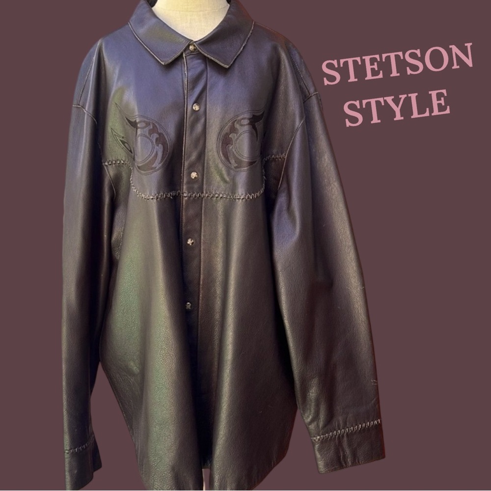 Stetson Leather Western Shirt Jacket